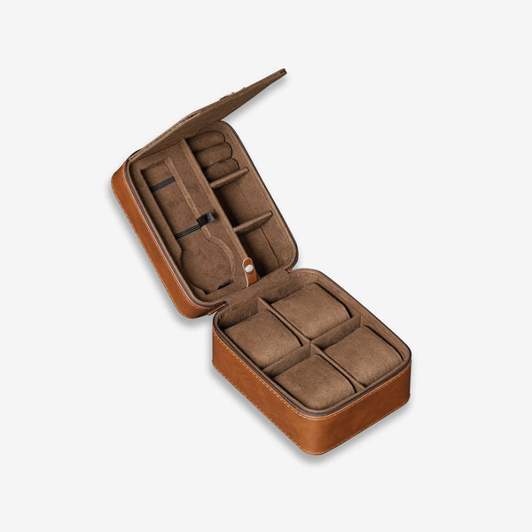 Rothwell 5 Watch Travel Case (Tan / Brown) - RothwellSF