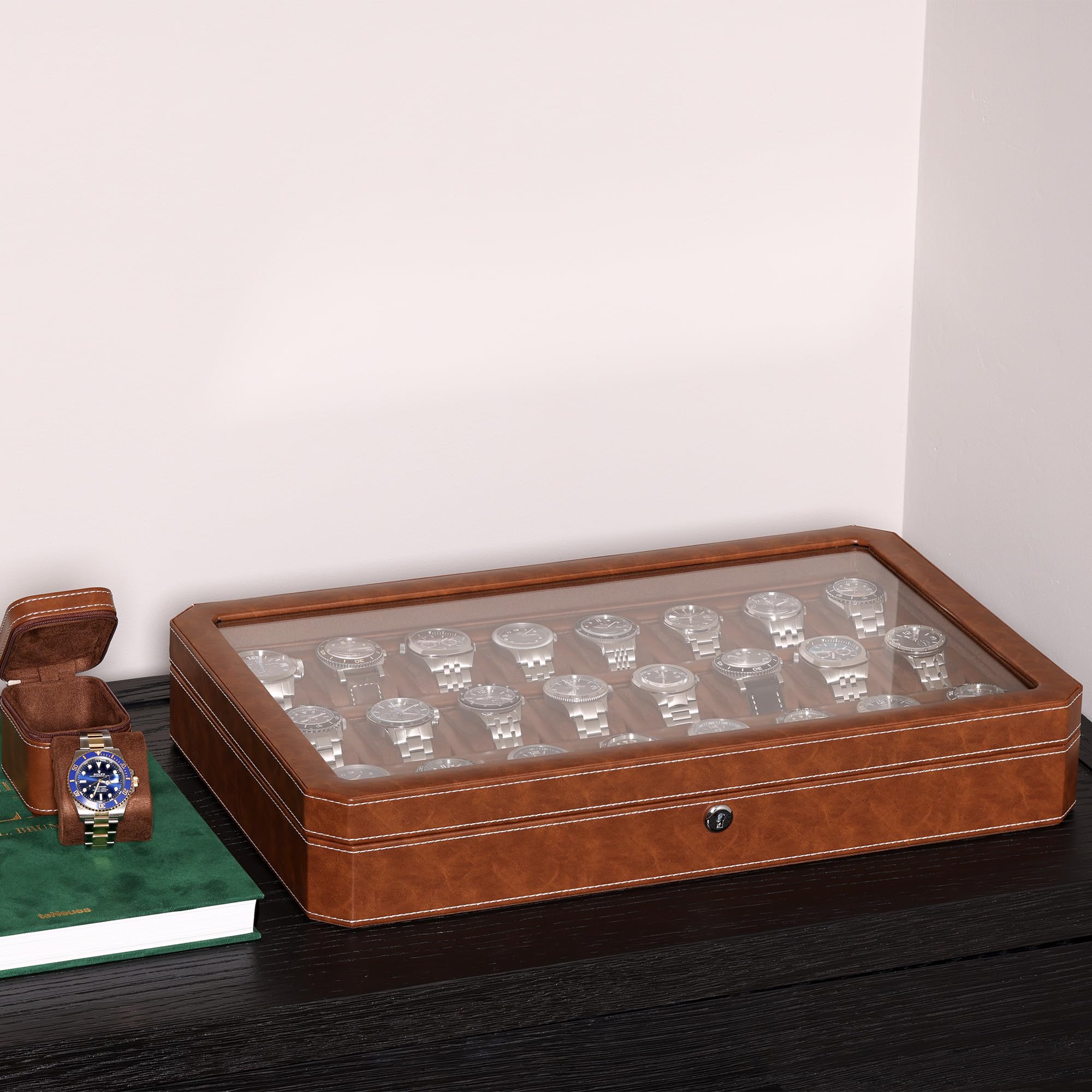 ROTHWELL 24 Slot Watch Case (Tan/Brown)
