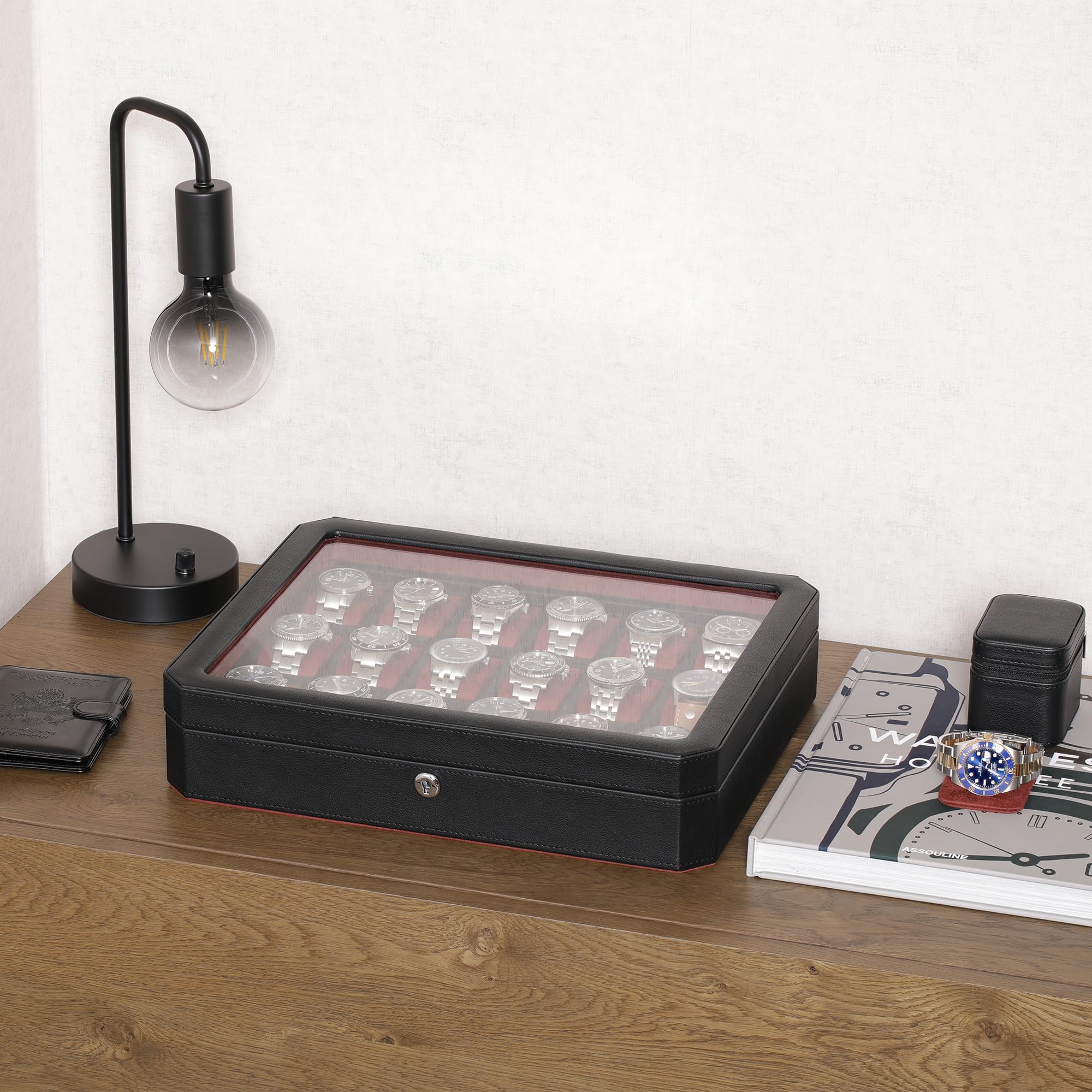 ROTHWELL 18 Slot Watch Case (Black/Red)