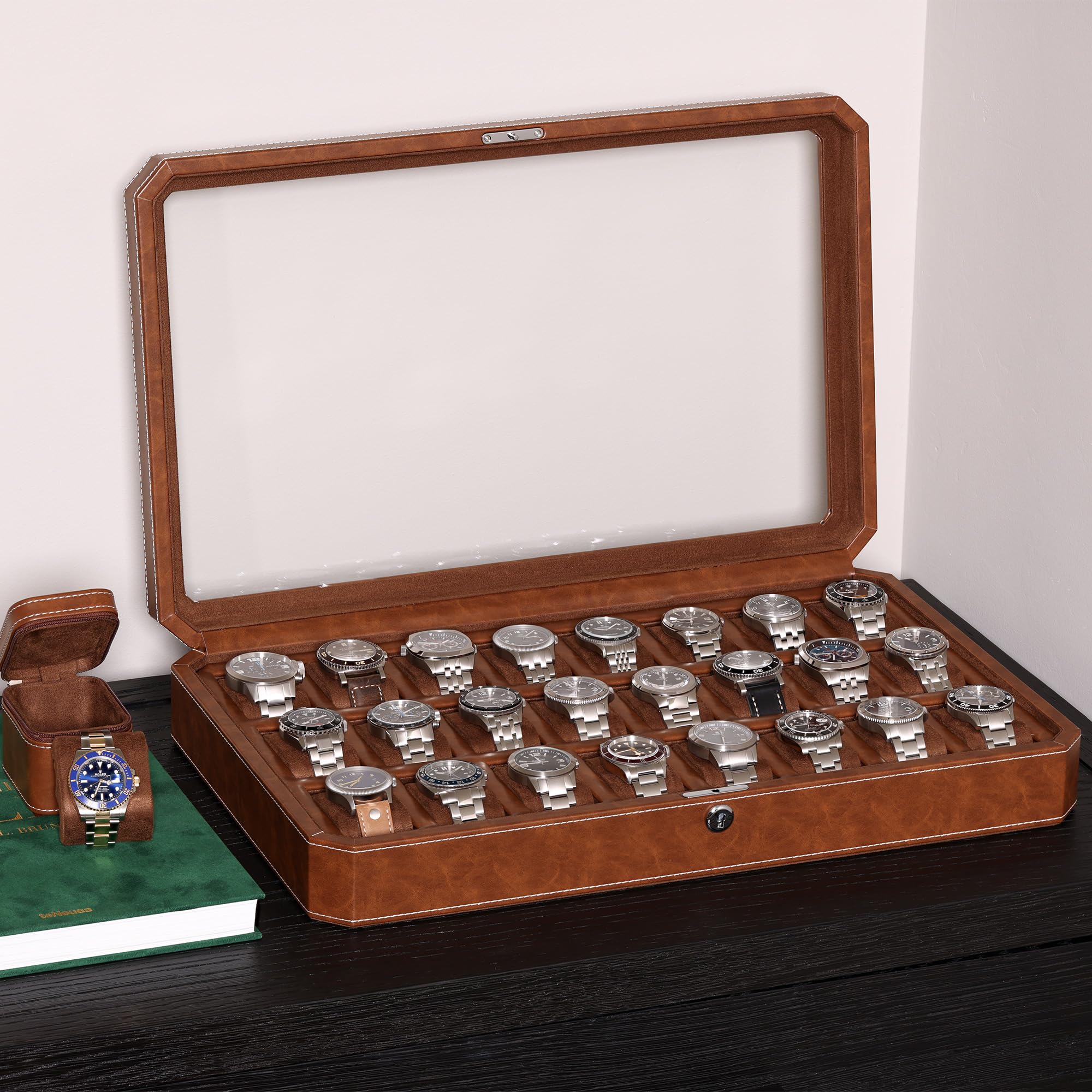 ROTHWELL 24 Slot Watch Case (Tan/Brown)
