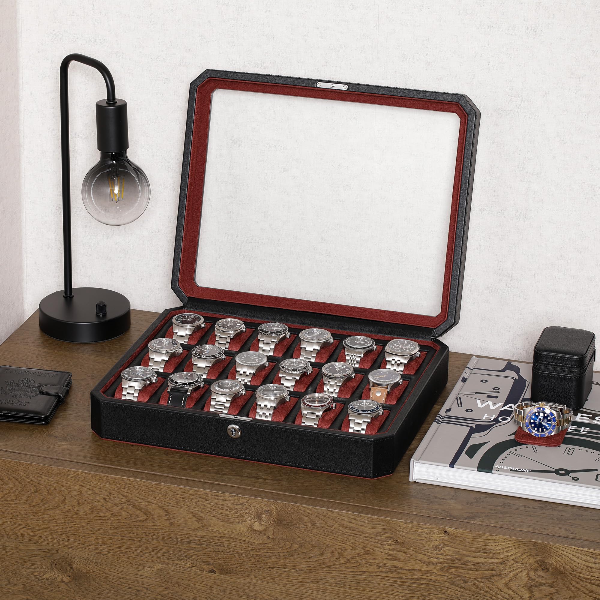 ROTHWELL 18 Slot Watch Case (Black/Red)