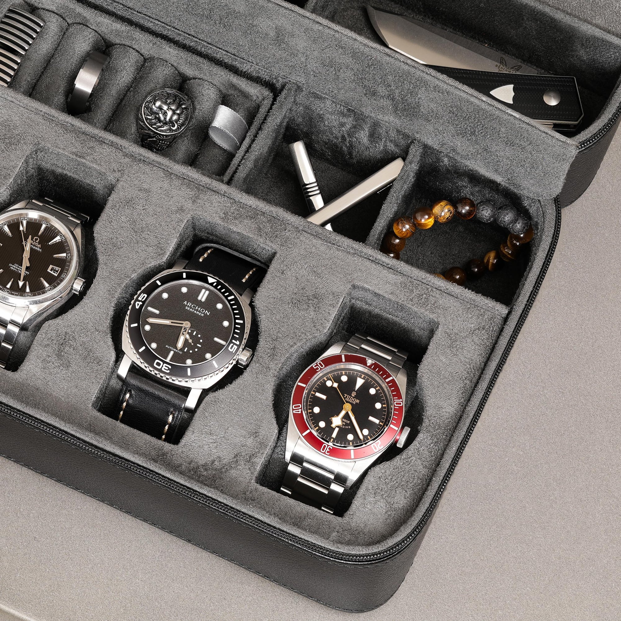 ROTHWELL 8 Watch Travel Case (Black/Grey)