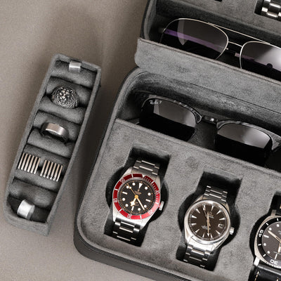 ROTHWELL 8 Watch Travel Case (Black/Grey)