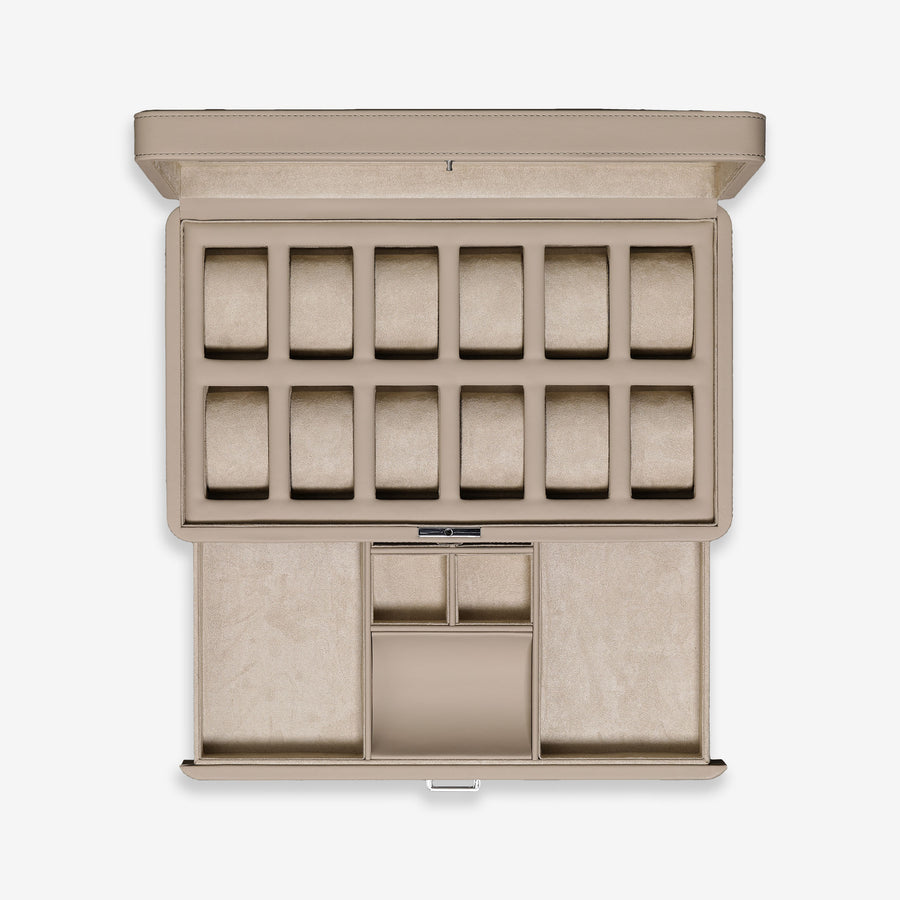 12 Slot Watch Box with Drawer (Oatmeal)