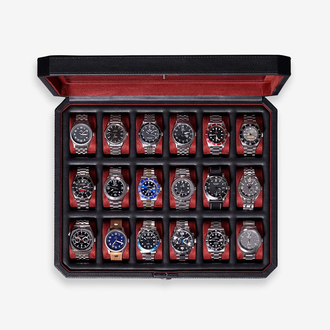 ROTHWELL 18 Slot Watch Case (Black/Red)