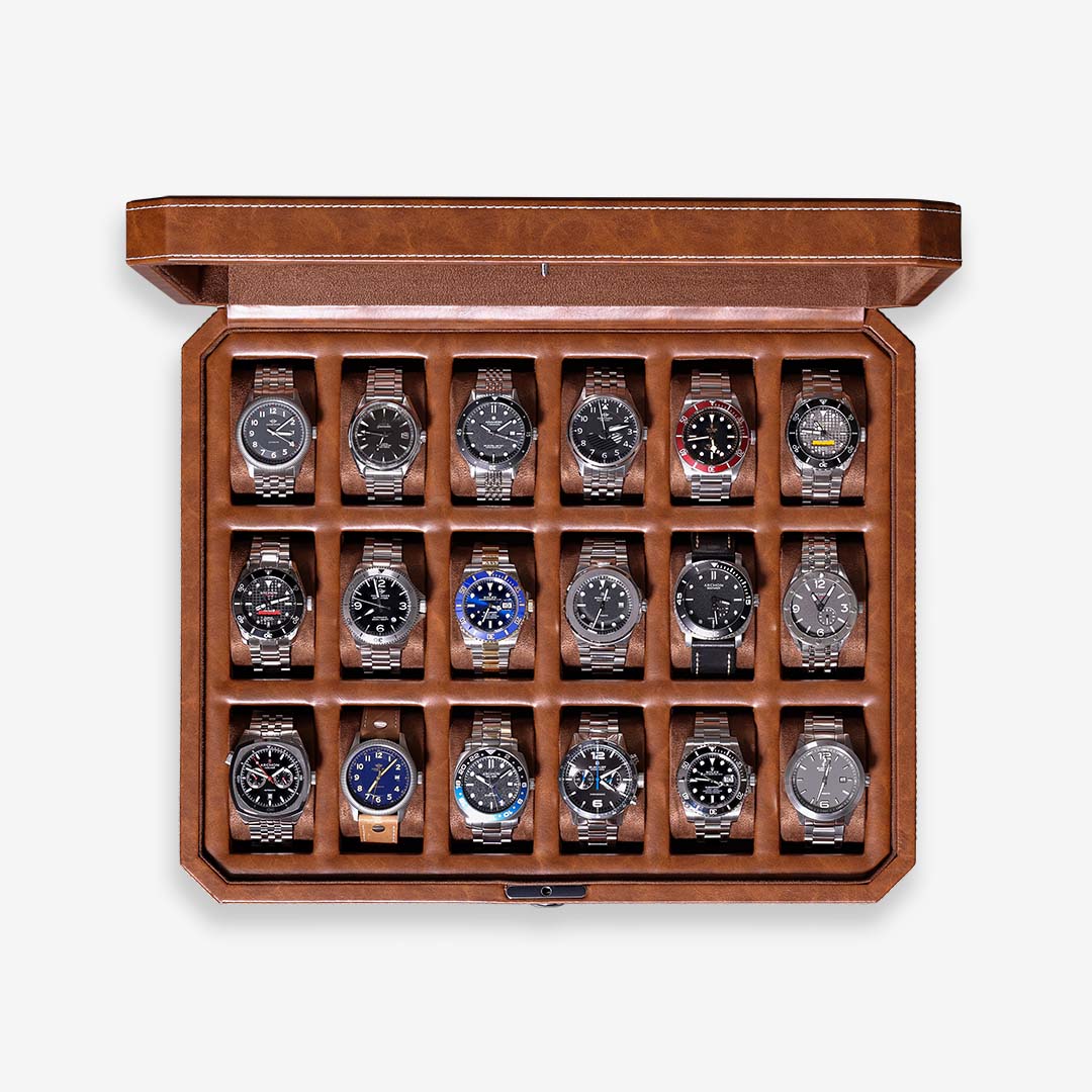 ROTHWELL 18 Slot Watch Case (Tan/Brown)