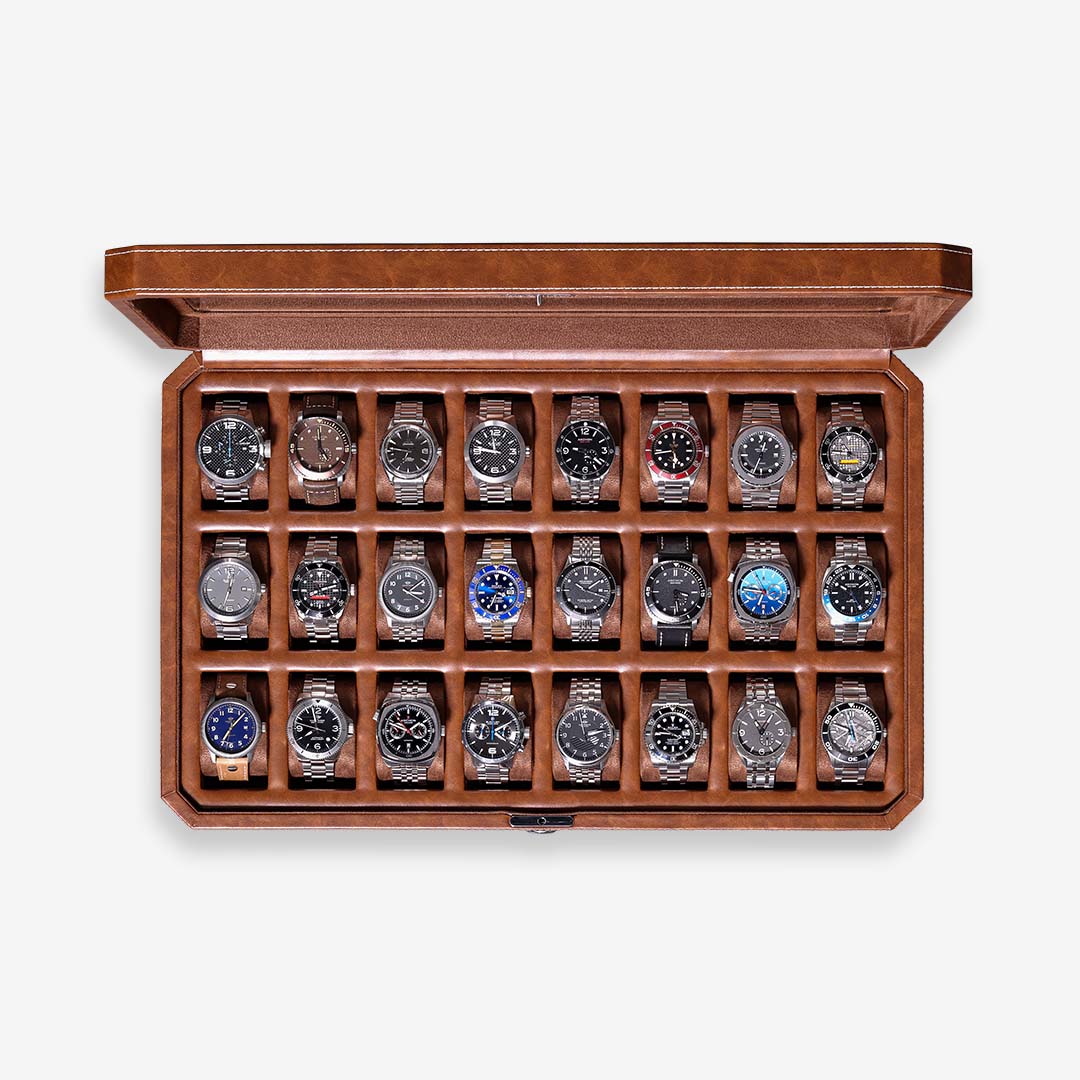 ROTHWELL 24 Slot Watch Case (Tan/Brown)