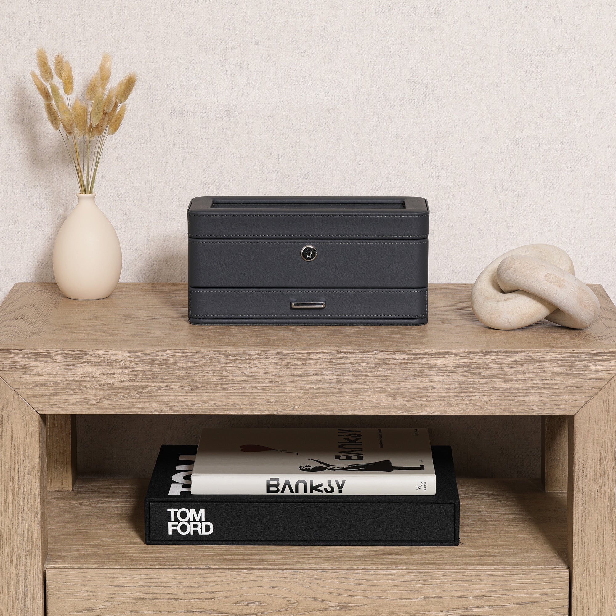 4 Slot Watch Box with Drawer (Carbon)