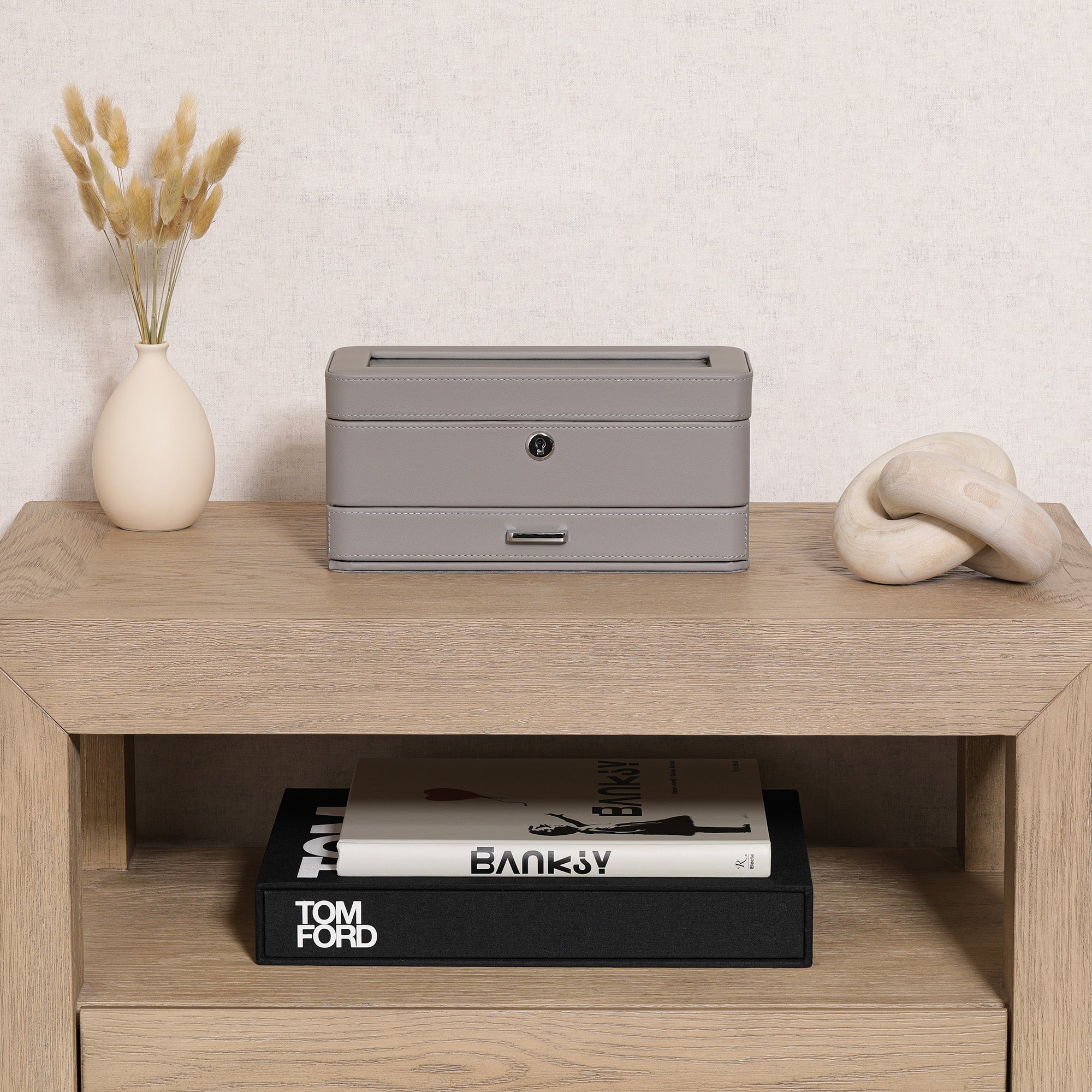 4 Slot Watch Box with Drawer (Stone)