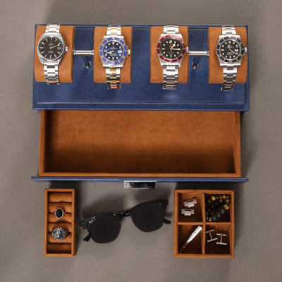 4 Watch Display (Blue / Tan)