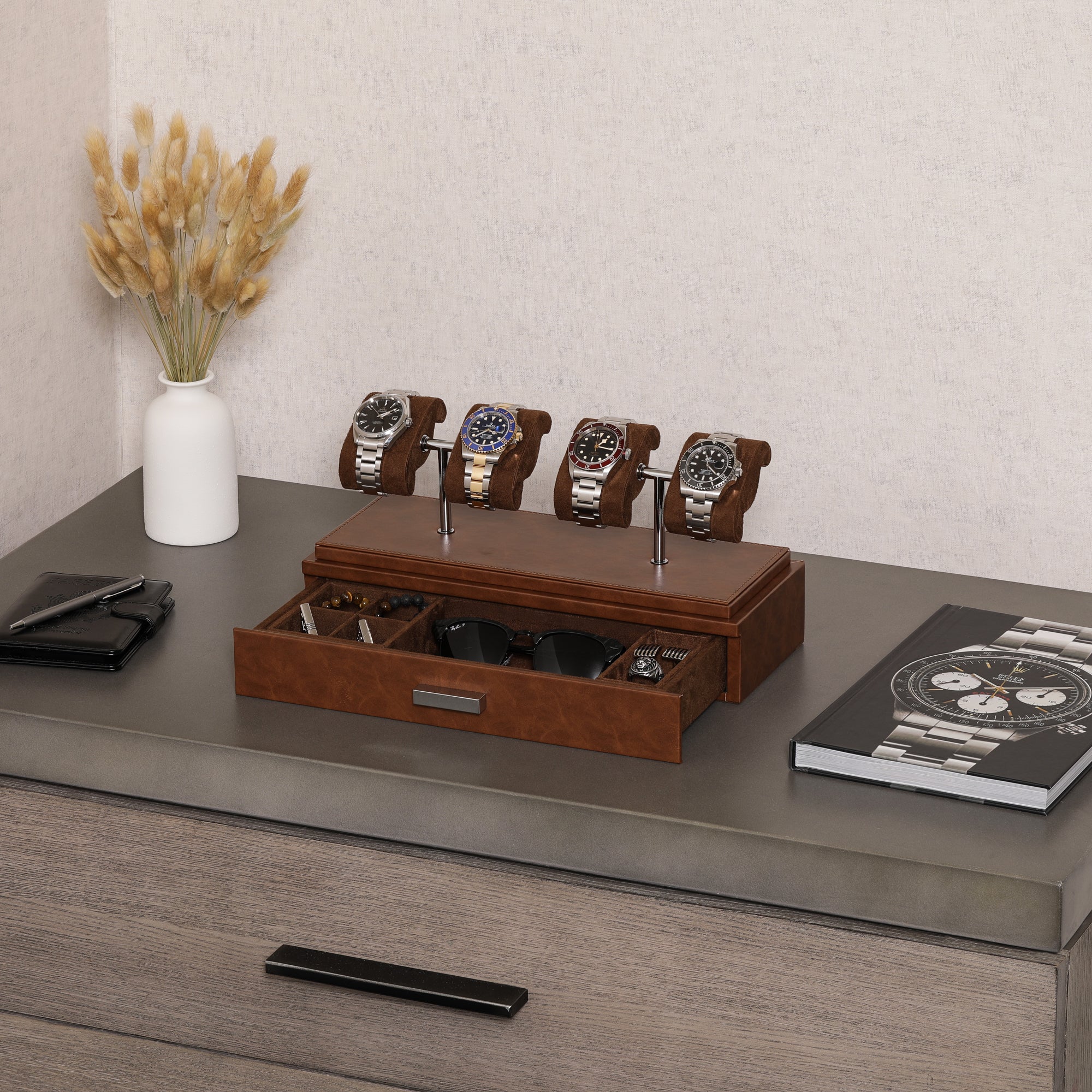 4 Watch Display (Tan / Brown)