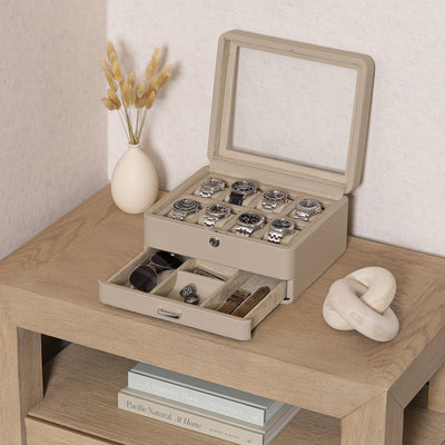8 Slot Watch Box with Drawer (Oatmeal)