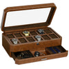 12 Slot Watch Box with Drawer (Tan / Brown)