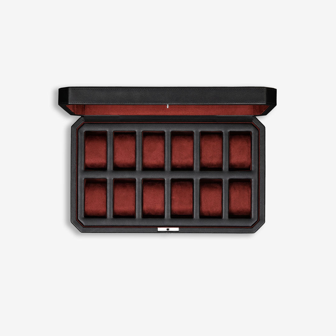 12 Slot Watch Box (Black / Red)