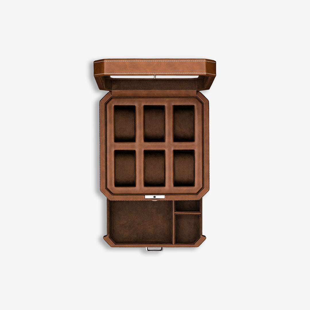 6 Slot Watch Box (Tan / Brown)