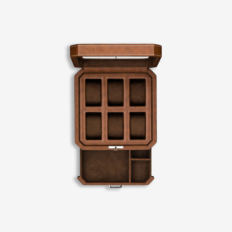 6 Slot Watch Box (Tan / Brown)