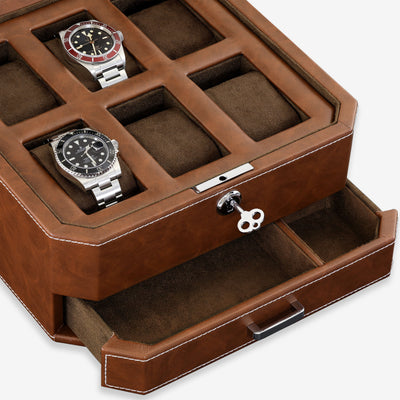 6 Slot Watch Box (Tan / Brown)