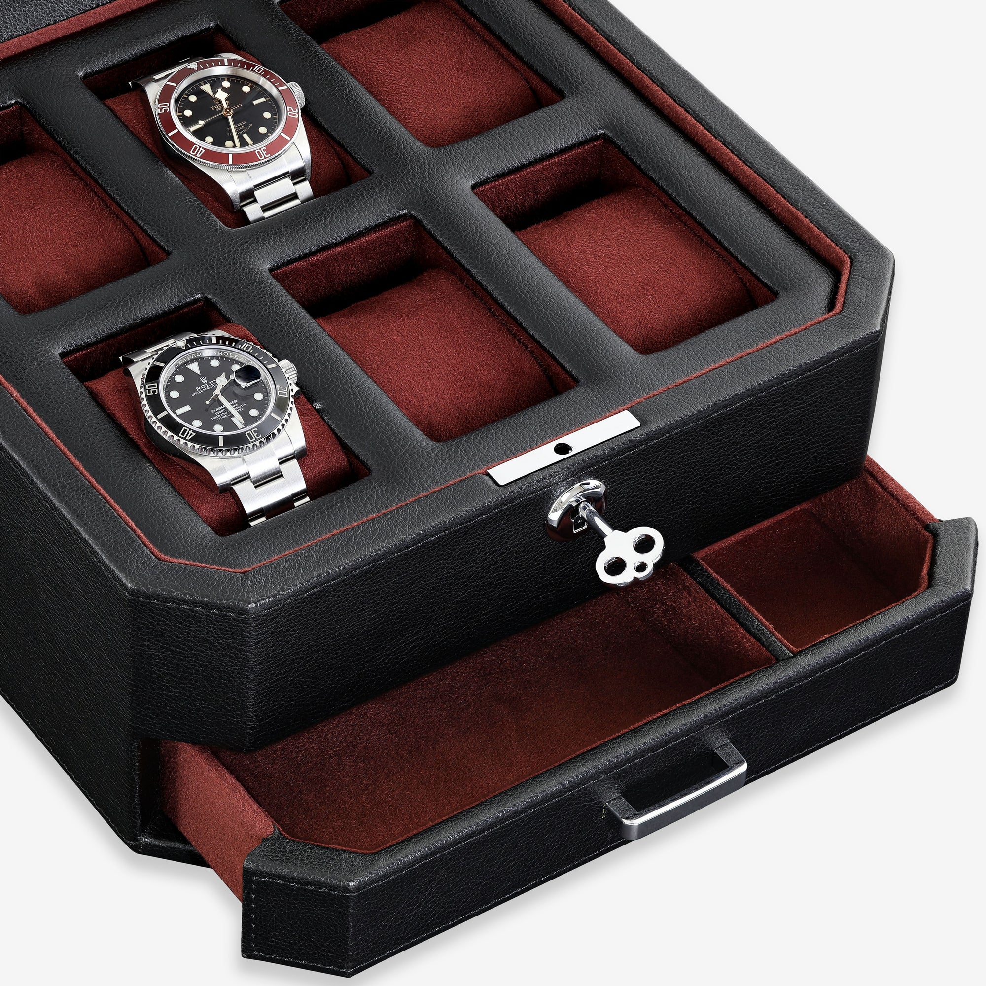 Rothwell Slot Watch Box With Drawer (Black Red) RothwellSF