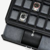 12 Slot Watch Box with valet drawer (Black / Gray)