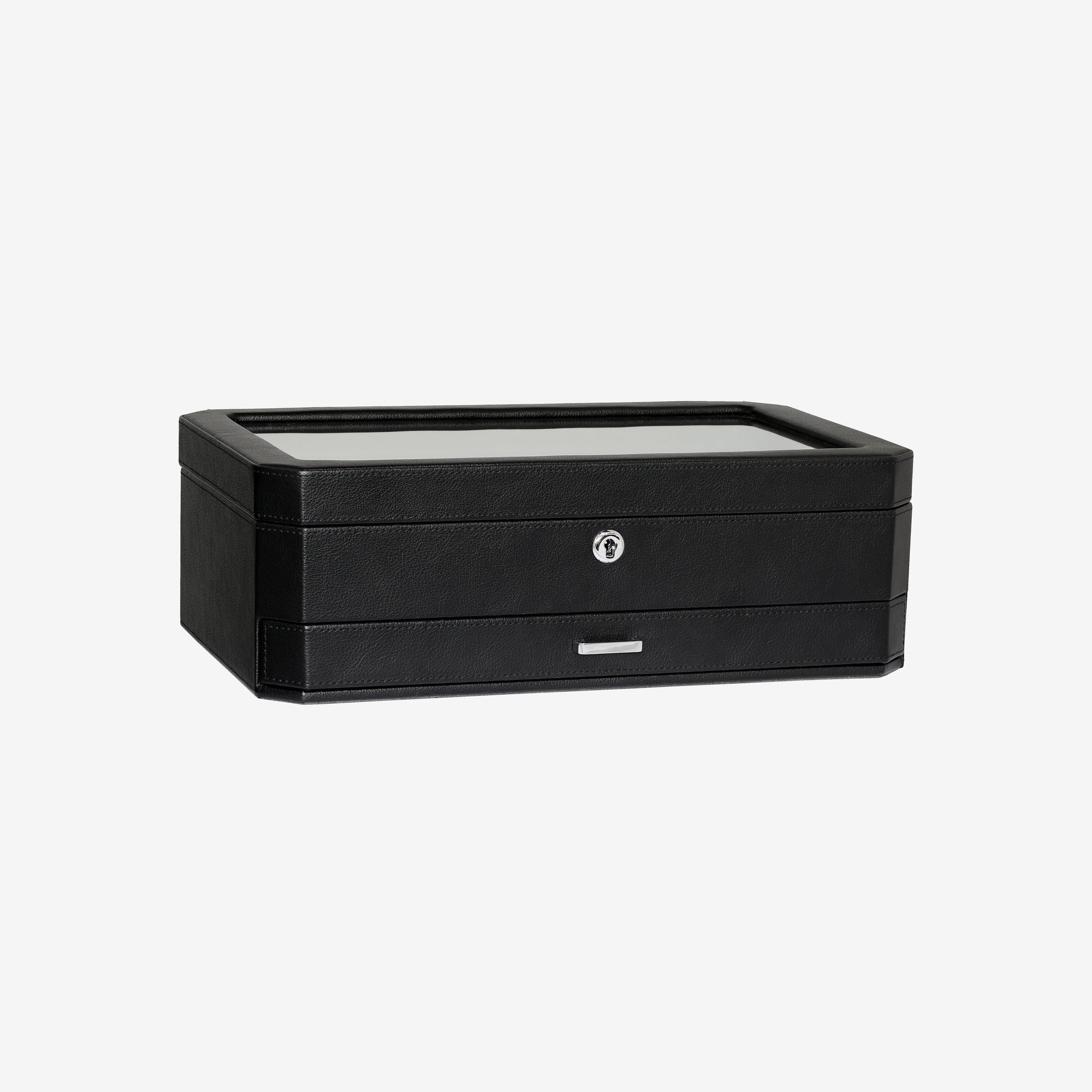 12 Slot Watch Box with Drawer (Black / Red)