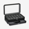 12 Slot Watch Box with valet drawer (Black / Gray)