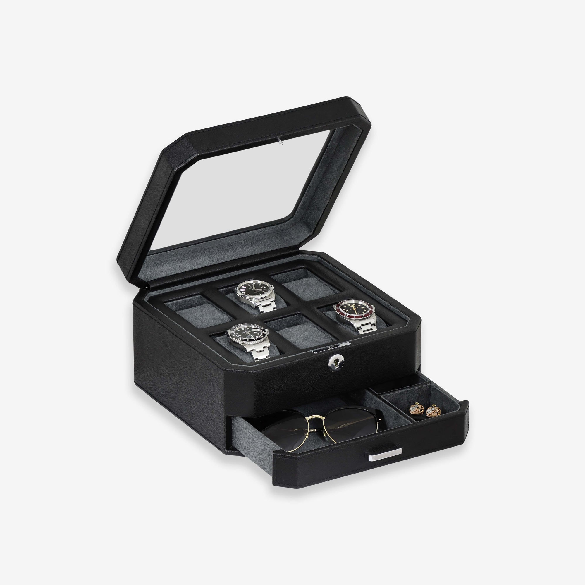 6 Slot Watch Box (Black / Grey)