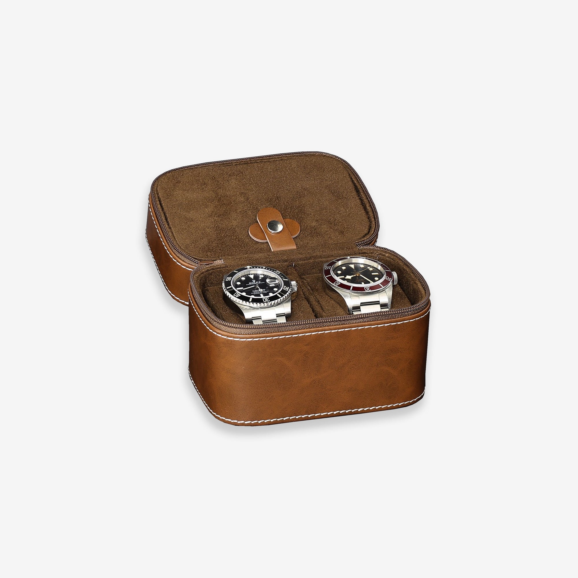 2 Watch Travel Case Brown