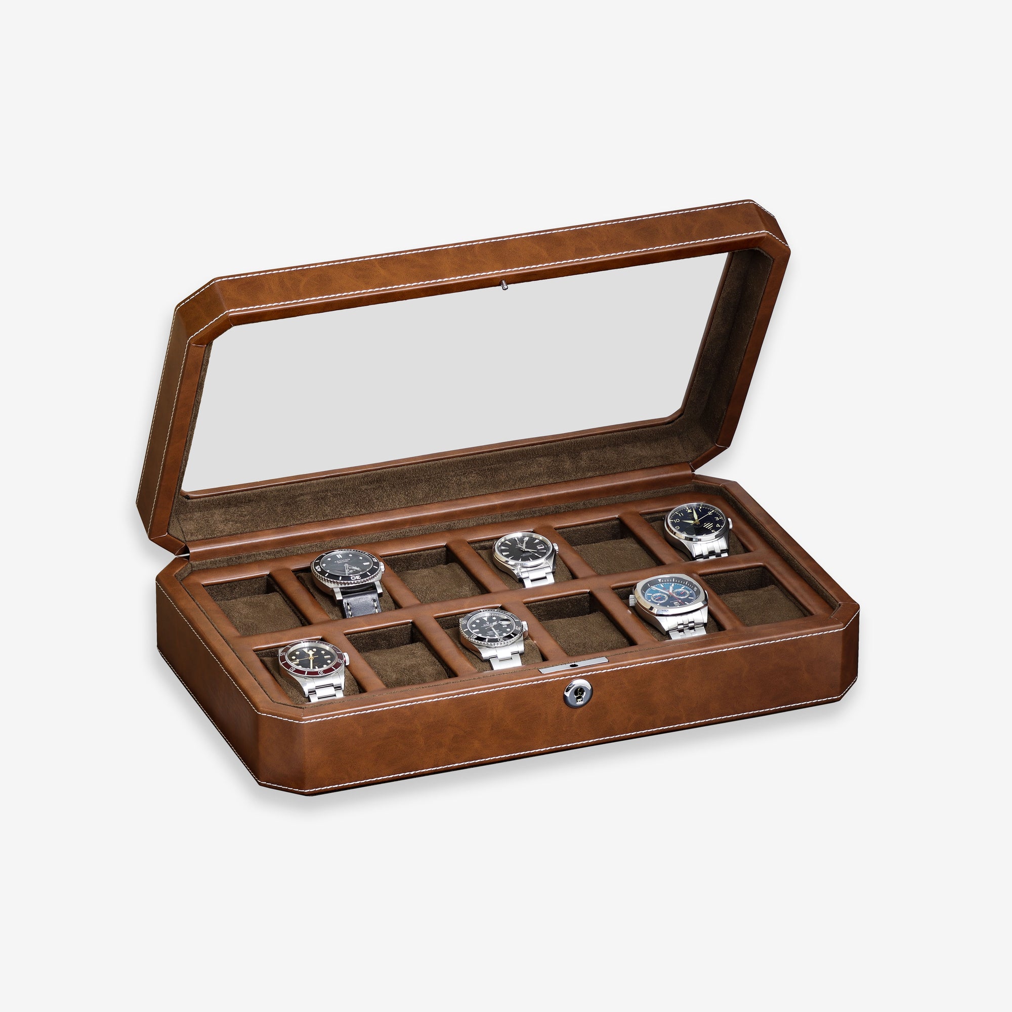 Rothwell 12 Slot Watch Box (Tan / Brown) - RothwellSF