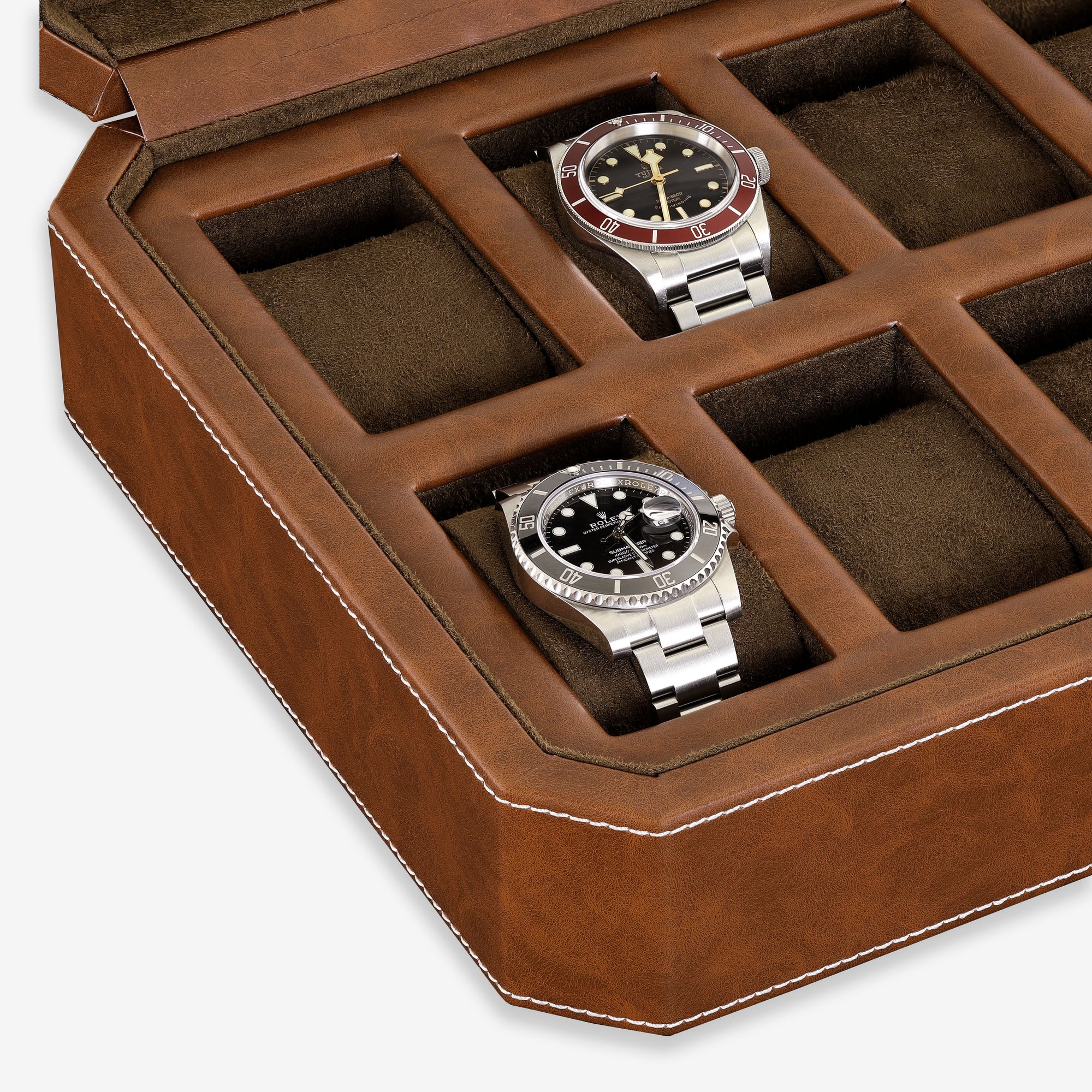 Rothwell 12 Slot Watch Box (Tan / Brown) - RothwellSF