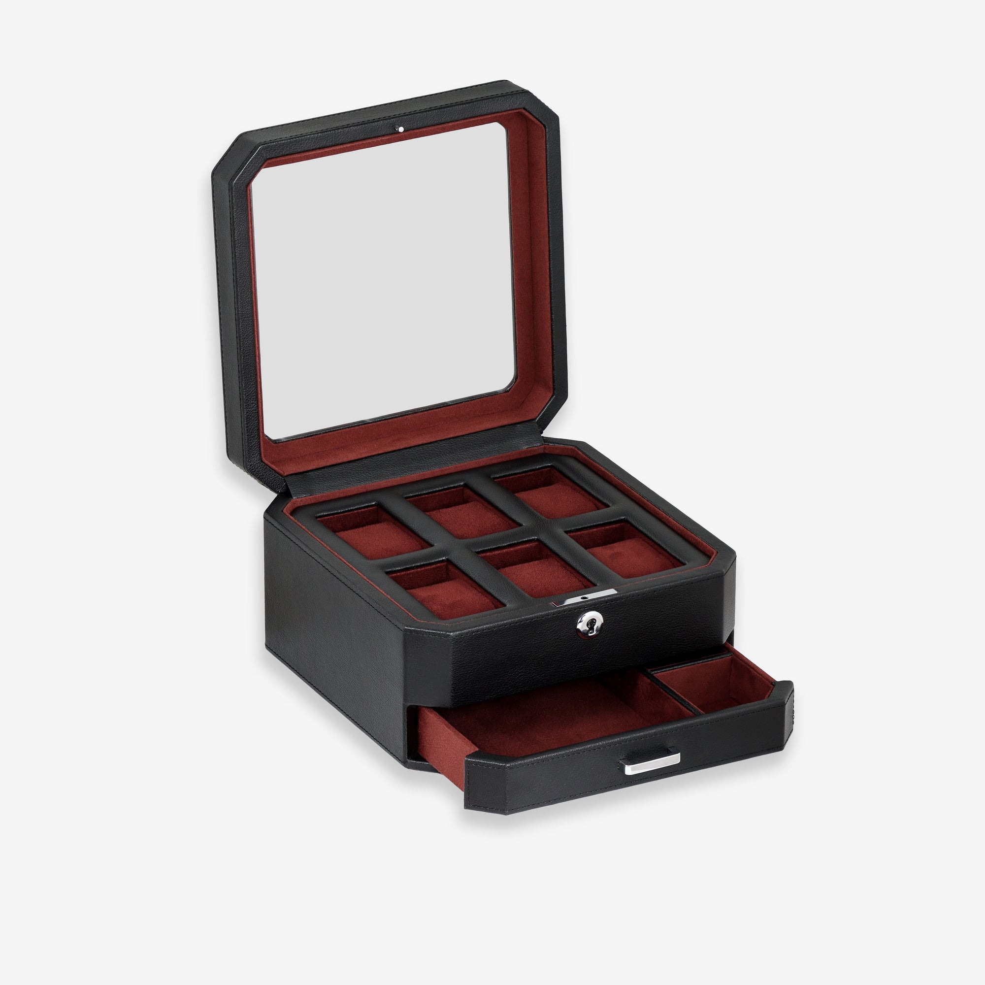 6 Slot Watch Box (Black / Red)