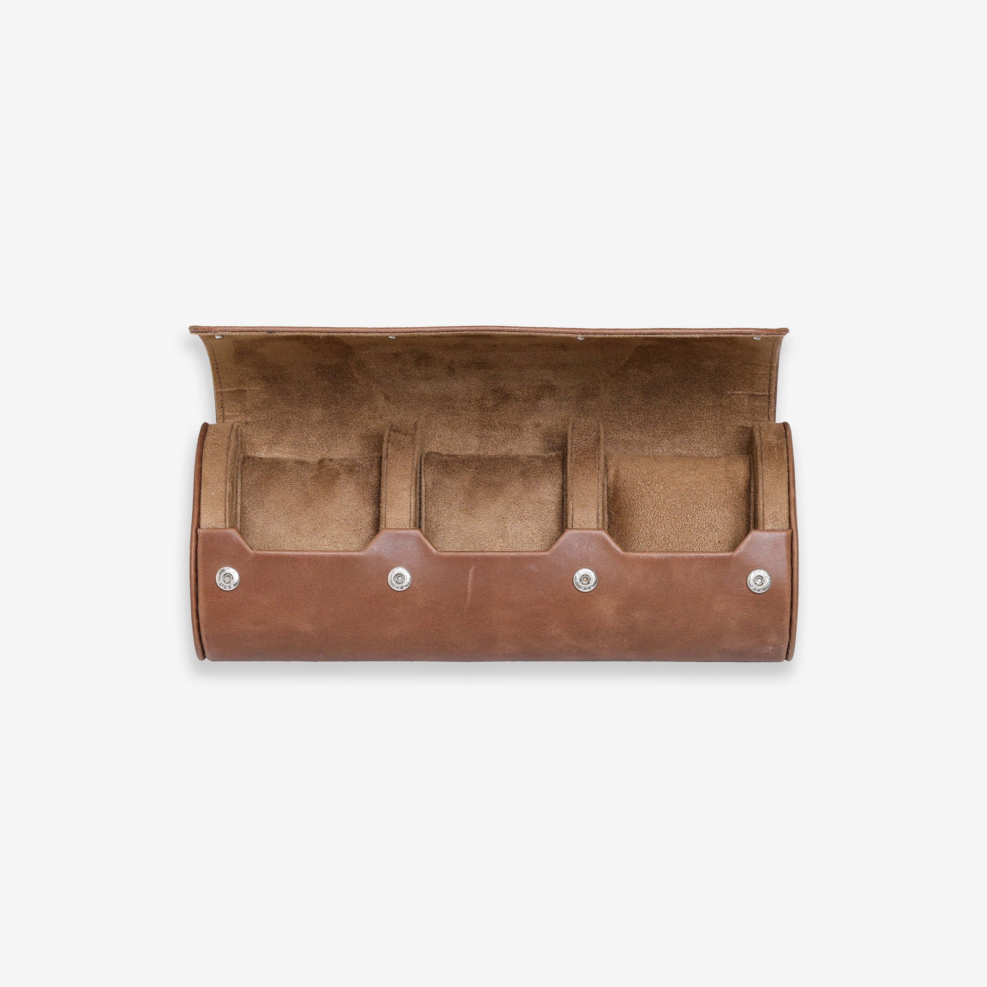 3 Watch Roll (Tan / Tan) Full Grain Leather