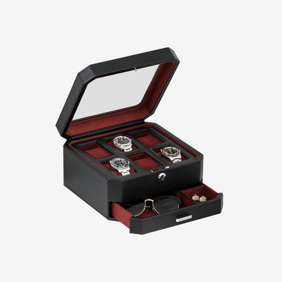 6 Slot Watch Box (Black / Red)